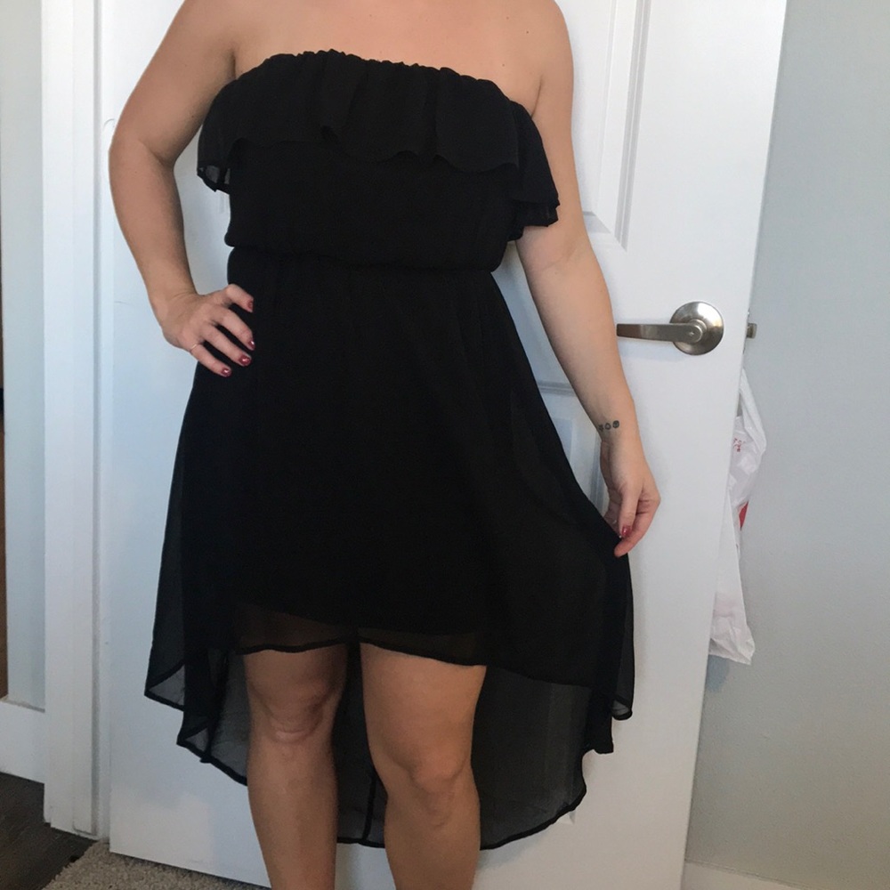 Strapless Black High-low dress